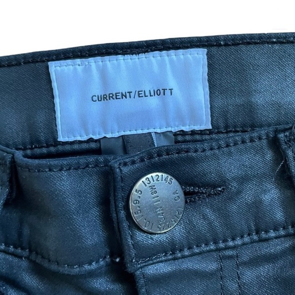 Current/Elliott black high waist ankle skinny coated jean zipper closure size 26 - Picture 8 of 11